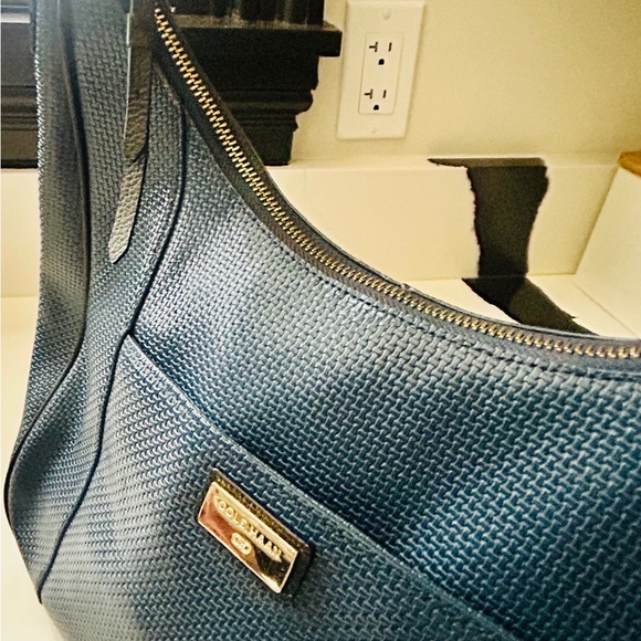 Cole Haan Navy Blue Textured Leather Hobo Shoulder Bag - Picture 5 of 6